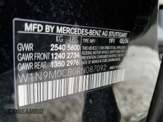 2024 Mercedes-Benz EQB 250+ z VIN W1N9M0CB0RN087092, wystawiony jako Copart lot #51021635 z przebiegiem 2578 mil mil oraz Szkody całkowita. Historia ofert i sprzedaży dostępna na DreamBid. Obrazek 14.