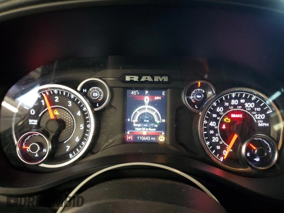 2019 Ram 1500 Big Horn/Lone Star with VIN 1C6RRFFG8KN796885, listed as a Copart auction lot 88307845 with 110,643 mi miles and Salvage Title. Bid and sale history available at carsss.com. Image 9.