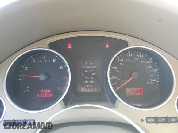 2007 Audi A4 3.2L with VIN WAUDH48H27K021925, listed as a Copart auction lot 60487555 with 143,947 mi miles and Salvage title. Bid and sale history available at DreamBid. Image 9.