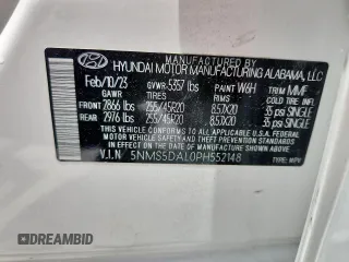 2023 Hyundai Santa Fe Calligraphy z VIN 5NMS5DAL0PH552148, wystawiony jako Copart lot #63868585 z przebiegiem 8 733 mil mil oraz Szkoda całkowita • Salvage title. Historia ofert i sprzedaży dostępna na DreamBid. Obrazek 13.