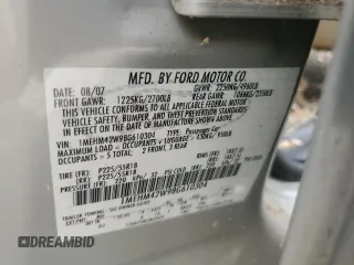 2008 Mercury Sable Premier с VIN 1MEHM42W98G610304, выставлен на аукционе Copart как лот 62187954 с пробегом Не указан миль и Списание • Salvage title. История ставок и продаж доступна на DreamBid. Изображение 12.