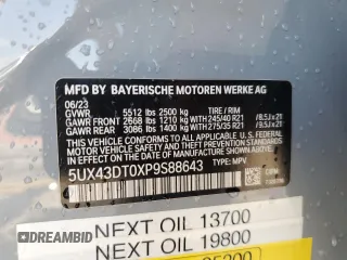 2023 BMW X4 M40i with VIN 5UX43DT0XP9S88643, listed as a Copart auction lot 62932485 with 27,865 mi miles and Salvage title. Bid and sale history available at DreamBid. Image 14.