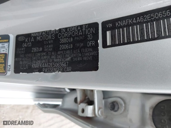 2014 Kia Forte LX with VIN KNAFK4A62E5065647, listed as a IAAI auction lot 40669819 with 171,578 mi miles. Bid and sale history available at carsss.com. Image 9.