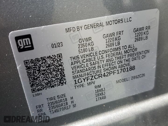 2023 Cadillac XT4 FWD Premium Luxury с VIN 1GYFZCR42PF170188, выставлен на аукционе Copart как лот 48849355 с пробегом 48 810 миль миль и Списание • Salvage title. История ставок и продаж доступна на DreamBid. Изображение 14.