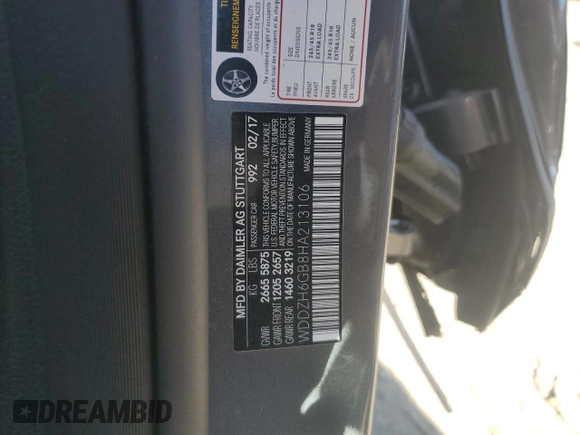 2017 Mercedes-Benz E-Class E 400 Luxury with VIN WDDZH6GB8HA213106, listed as a Copart auction lot 77118034 with 0 mi miles and Salvage Title. Bid and sale history available at carsss.com. Image 12.
