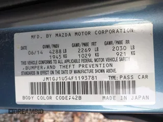 2015 Mazda 6 i Sport with VIN JM1GJ1U54F1193781, listed as a IAAI auction lot 40891523 with 95,196 mi miles. Bid and sale history available at carsss.com. Image 9.