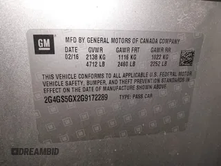 2016 Buick Regal Premium II with VIN 2G4GS5GX2G9172289, listed as a IAAI auction lot 42034464 with 153,763 mi miles. Bid and sale history available at carsss.com. Image 9.