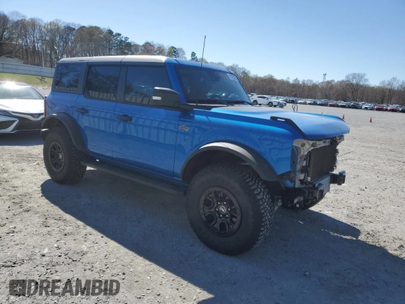 2023 Ford Bronco with VIN 1FMEE5DP7PLB92288, listed as a Copart auction lot 49272285 with 8,591 mi miles and Salvage Title. Bid and sale history available at DreamBid. Image 4.