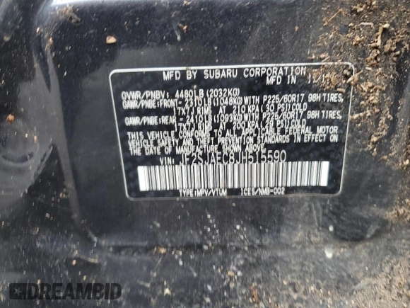 2018 Subaru Forester Premium with VIN JF2SJAEC8JH515590, listed as a Copart auction lot 43816395 with 97,039 mi miles and Salvage Title. Bid and sale history available at DreamBid. Image 15.
