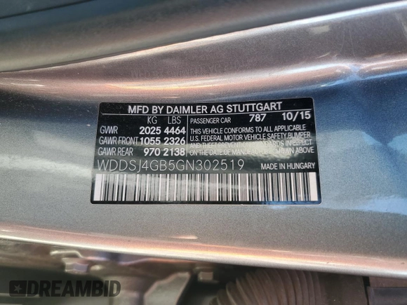 2016 Mercedes-Benz CLA 250 with VIN WDDSJ4GB5GN302519, listed as a Copart auction lot 54710595 with 161,507 mi miles and Salvage title. Bid and sale history available at DreamBid. Image 12.