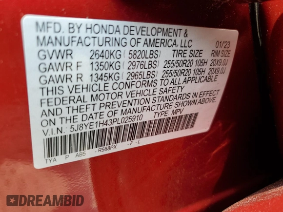 2023 Acura MDX Technology z VIN 5J8YE1H43PL025910, wystawiony jako Copart lot #60610405 z przebiegiem 14 091 mil mil oraz Szkoda całkowita • Salvage title. Historia ofert i sprzedaży dostępna na DreamBid. Obrazek 13.