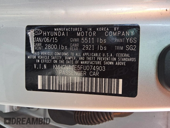 2015 Hyundai Genesis 3.8L z VIN KMHGN4JE5FU074903, wystawiony jako Copart lot #53619665 z przebiegiem 117 386 mil mil oraz Czysty tytuł • Clean title. Historia ofert i sprzedaży dostępna na DreamBid. Obrazek 13.