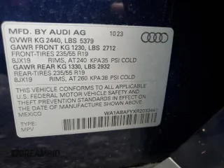 2024 Audi Q5 Premium with VIN WA1ABAFYXR2033441, listed as a Copart auction lot 72028114 with 4,223 mi miles and Salvage Title. Bid and sale history available at carsss.com. Image 14.