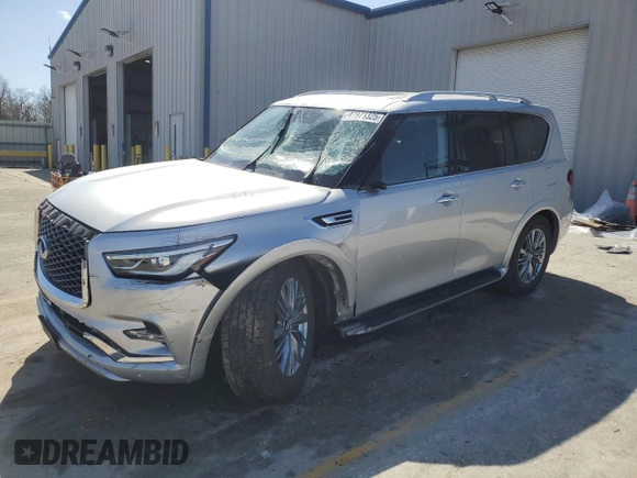 2021 Infiniti QX80 LUXE with VIN JN8AZ2AE0M9271825, listed as a Copart auction lot 47971325 with 86,378 mi miles and Salvage Title. Bid and sale history available at carsss.com. Image 1.