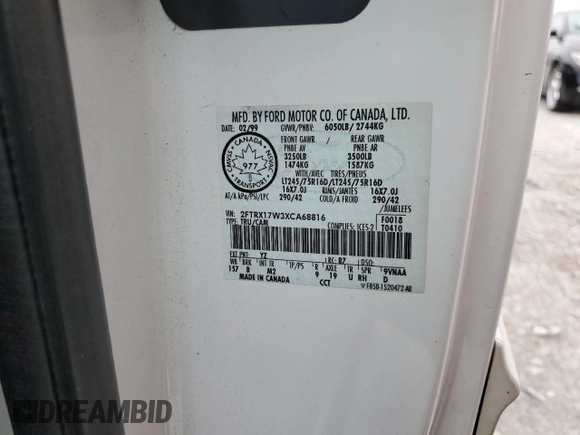 1999 Ford F-150 with VIN 2FTRX17W3XCA68816, listed as a Copart auction lot 53080755 with 201,501 mi miles and Salvage Title. Bid and sale history available at DreamBid. Image 13.