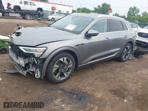 2022 Audi e-tron Premium with VIN WA1AAAGE1NB003892, listed as a IAAI auction lot 42391555 with 48,771 mi miles and . Bid and sale history available at DreamBid. Image 2.