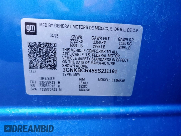 2025 Chevrolet Blazer LT с VIN 3GNKBCR45SS211191, выставлен на аукционе Copart как лот 64658835 с пробегом 5 350 миль миль и Чистый • Clean title. История ставок и продаж доступна на DreamBid. Изображение 13.