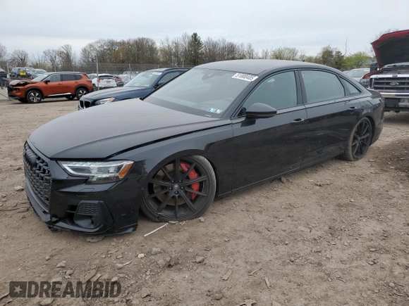 2024 Audi S8 with VIN WAULSAF89RN015605, listed as a Copart auction lot 51800405 with 2,274 mi miles and Salvage Title. Bid and sale history available at DreamBid. Image 1.
