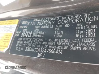 2010 Kia Sportage LX with VIN KNDKGCA32A7666414, listed as a IAAI auction lot 41598263 with 166,882 mi miles and . Bid and sale history available at carsss.com. Image 9.