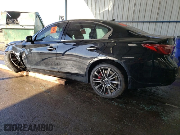 2018 Infiniti Q50 Red Sport 400 with VIN JN1FV7AR8JM480707, listed as a Copart auction lot 48169945 with 98,449 mi miles and Salvage Title. Bid and sale history available at DreamBid. Image 2.