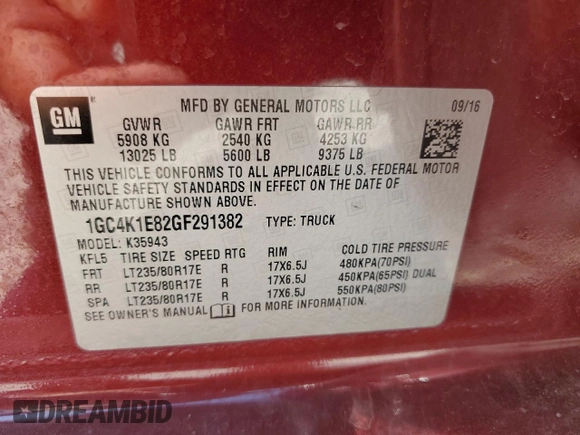 2016 Chevrolet Silverado 3500HD High Country with VIN 1GC4K1E82GF291382, listed as a Copart auction lot 76049904 with 212,429 mi miles and Clean Title. Bid and sale history available at carsss.com. Image 12.