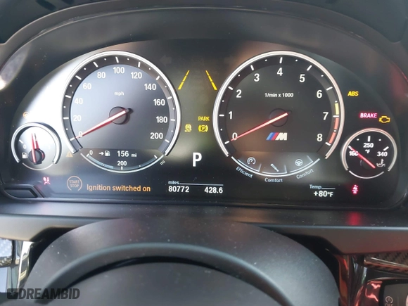 2016 BMW X5 M with VIN 5YMKT6C51G0R79331, listed as a IAAI auction lot 40590865 with 80,772 mi miles. Bid and sale history available at carsss.com. Image 7.