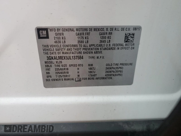 2018 GMC Terrain SLE with VIN 3GKALMEX9JL137584, listed as a Copart auction lot 72509924 with 30,404 mi miles and Clean Title. Bid and sale history available at carsss.com. Image 13.