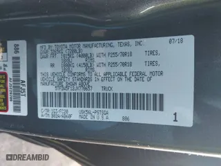 2018 Toyota Tundra 4WD SR5 with VIN 5TFDW5F12JX770657, listed as a IAAI auction lot 41503050 with 142,032 mi miles. Bid and sale history available at carsss.com. Image 9.
