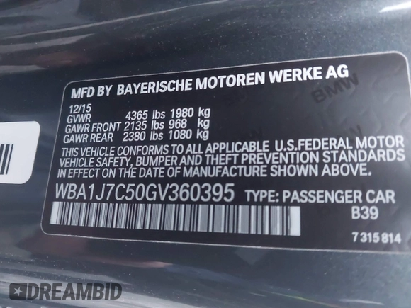 2016 BMW 2 Series M235i with VIN WBA1J7C50GV360395, listed as a IAAI auction lot 41158426 with 81,208 mi miles. Bid and sale history available at carsss.com. Image 9.