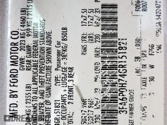 2016 Ford Fusion SE with VIN 3FA6P0H74GR151821, listed as a Copart auction lot 60549015 with 130,939 mi miles and Salvage title. Bid and sale history available at DreamBid. Image 12.