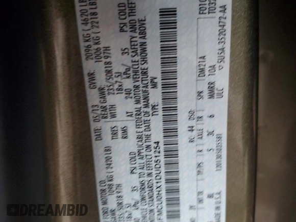 2013 Ford Escape SEL with VIN 1FMCU0HX1DUD51254, listed as a Copart auction lot 81525254 with 80,611 mi miles and Salvage Title. Bid and sale history available at carsss.com. Image 13.