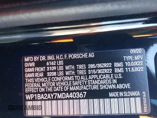 2021 Porsche Cayenne with VIN WP1BA2AY7MDA40367, listed as a Copart auction lot 88623015 with 55,532 mi miles and Salvage title. Bid and sale history available at DreamBid. Image 13.