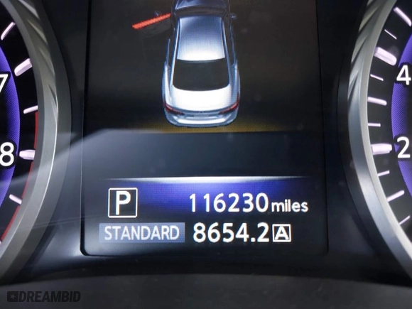 2015 Infiniti Q50 Premium with VIN JN1BV7AP0FM355933, listed as a IAAI auction lot 41684066 with 116,230 mi miles. Bid and sale history available at carsss.com. Image 7.