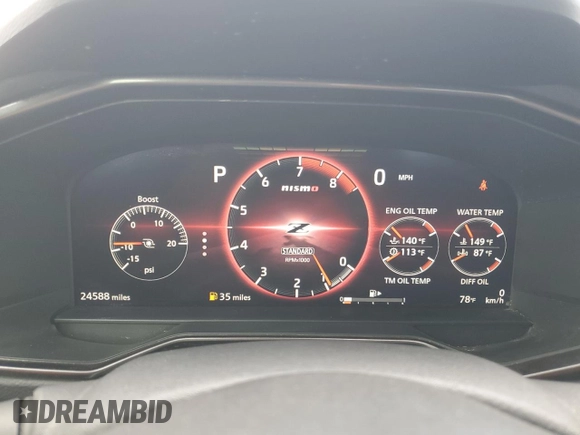 2024 Nissan Z Nismo with VIN JN1BZ4CH0RM360854, listed as a Copart auction lot 55534695 with 24,588 mi miles and Salvage Title. Bid and sale history available at DreamBid. Image 9.