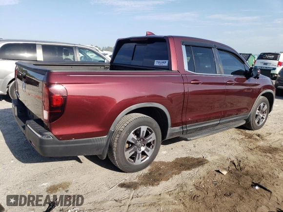 2019 Honda Ridgeline RTL-T with VIN 5FPYK2F67KB001114, listed as a Copart auction lot 55498555 with 79,755 mi miles and Salvage title. Bid and sale history available at DreamBid. Image 3.