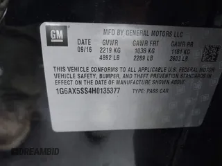 2017 Cadillac CTS Luxury AWD with VIN 1G6AX5SS4H0135377, listed as a IAAI auction lot 41442999 with 86,804 mi miles and . Bid and sale history available at DreamBid. Image 9.