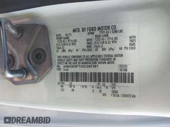 2016 Ford Transit Connect XLT с VIN NM0GE9F7XG1247391, выставлен на аукционе IAAI как лот 41685110 с пробегом 159 965 миль миль и . История ставок и продаж доступна на DreamBid. Изображение 9.