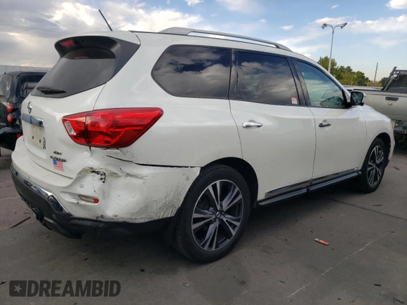 2018 Nissan Pathfinder Platinum with VIN 5N1DR2MM8JC666874, listed as a Copart auction lot 76594074 with 258,012 mi miles and Salvage title. Bid and sale history available at DreamBid. Image 3.