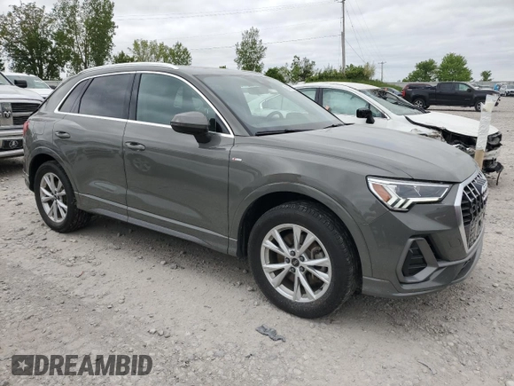 2021 Audi Q3 S line Premium Plus with VIN WA1EECF35M1056777, listed as a Copart auction lot 57405615 with 28,292 mi miles and Non repairable. Bid and sale history available at DreamBid. Image 4.