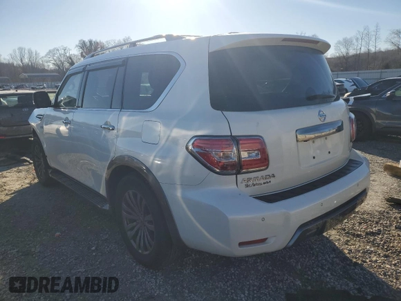 2018 Nissan Armada Platinum with VIN JN8AY2NE5J9733126, listed as a Copart auction lot 47739275 with 102,188 mi miles and Salvage Title. Bid and sale history available at carsss.com. Image 2.