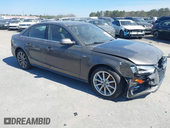 2014 Audi A4 Premium Plus with VIN WAUFFAFL1EN006896, listed as a IAAI auction lot 41525291 with 123,457 mi miles. Bid and sale history available at carsss.com. Image 1.