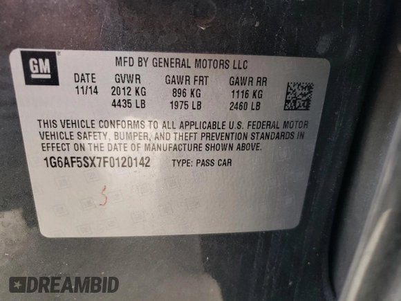 2015 Cadillac ATS Premium with VIN 1G6AF5SX7F0120142, listed as a Copart auction lot 74579914 with 101,395 mi miles and Salvage Title. Bid and sale history available at carsss.com. Image 13.