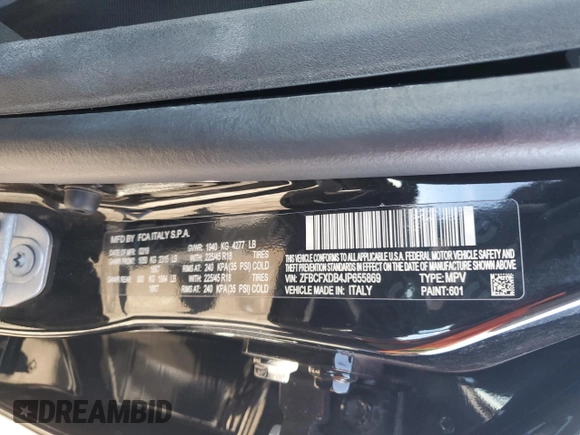 2018 FIAT 500X Lounge with VIN ZFBCFXDB4JP655869, listed as a Copart auction lot 45968085 with 56,279 mi miles and Salvage title. Bid and sale history available at DreamBid. Image 12.