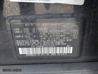 2012 Subaru Outback 2.5i Prem with VIN 4S4BRBCC5C1230417, listed as a IAAI auction lot 41923026 with 151,477 mi miles. Bid and sale history available at carsss.com. Image 9.