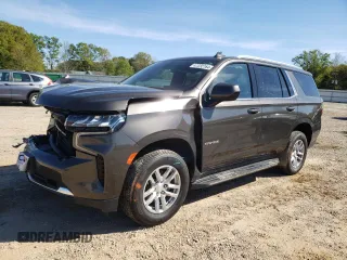 2021 Chevrolet Tahoe LT with VIN 1GNSCNKD5MR238092, listed as a Copart auction lot 47232764 with 76,847 mi miles and Salvage title. Bid and sale history available at DreamBid. Image 1.