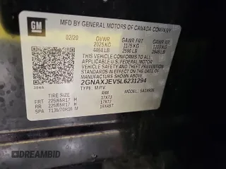 2020 Chevrolet Equinox LT z VIN 2GNAXJEV5L6231294, wystawiony jako IAAI lot #42309505 z przebiegiem 90 826 mil mil oraz . Historia ofert i sprzedaży dostępna na DreamBid. Obrazek 1.