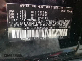 2016 Subaru Legacy 2.5i Limited with VIN 4S3BNBN69G3042680, listed as a Copart auction lot 54344512 with 72,791 mi miles. Bid and sale history available at carsss.com. Image 10.