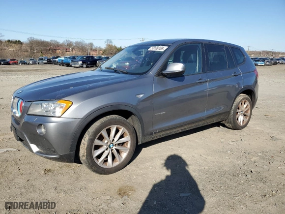 2013 BMW X3 xDrive28i with VIN 5UXWX9C51D0A28124, listed as a Copart auction lot 50106155 with 140,699 mi miles and Clean Title. Bid and sale history available at carsss.com. Image 1.
