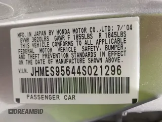 2004 Honda Civic Hybrid with VIN JHMES95644S021296, listed as a IAAI auction lot 42153296 with 281,563 mi miles. Bid and sale history available at carsss.com. Image 9.