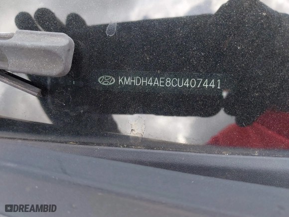 2012 Hyundai Elantra GLS with VIN KMHDH4AE8CU407441, listed as a IAAI auction lot 42125996 with 187,536 mi miles. Bid and sale history available at carsss.com. Image 9.